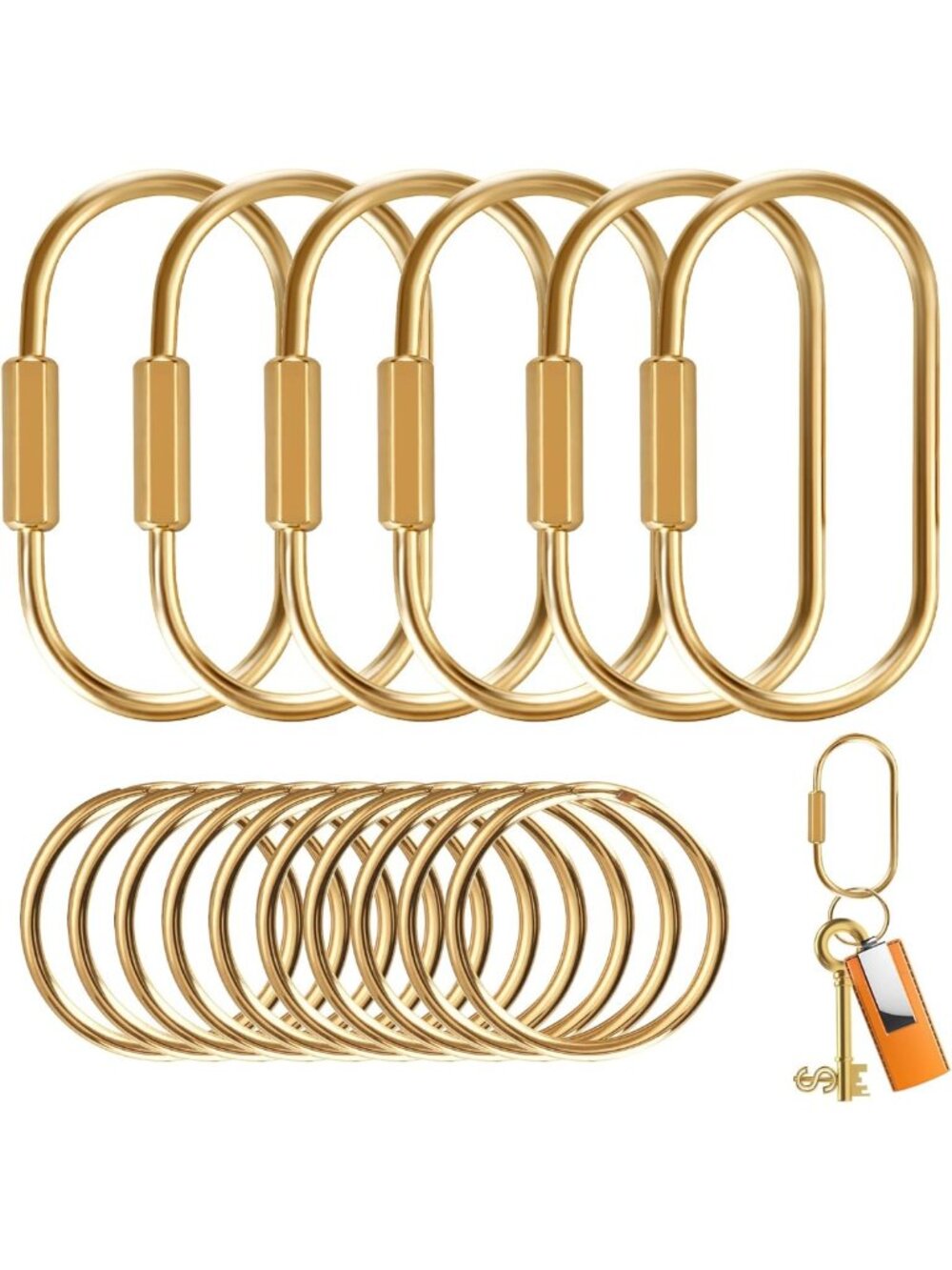 Bulk Brass Key Rings - Secure Screw Lock Key Chain Organizer for Men & Women